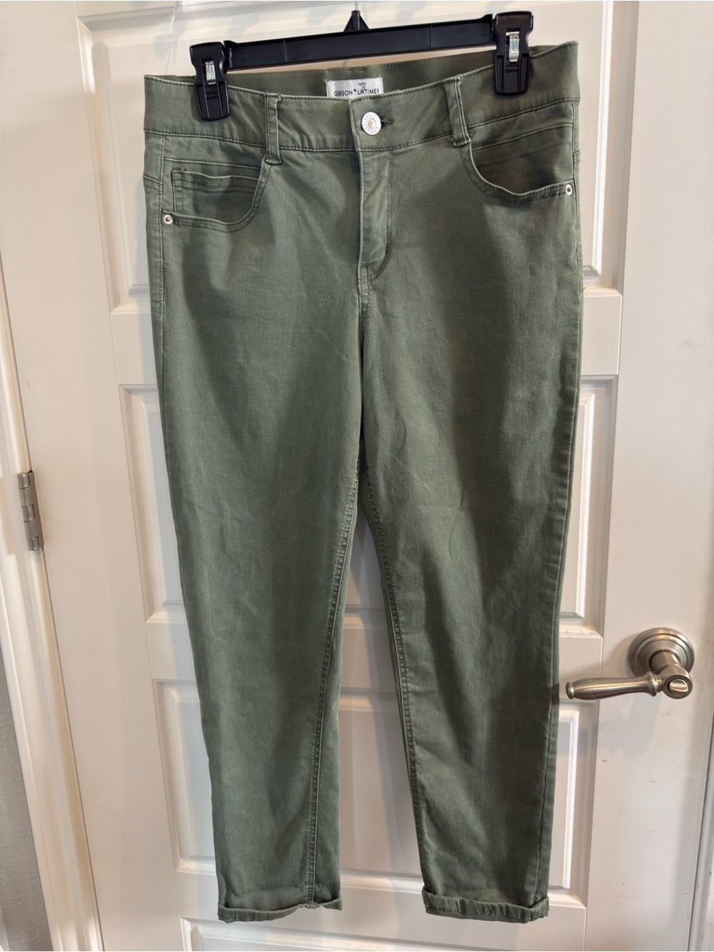 Gibson Latimer Olive Green Stretch Ankle Jeans
